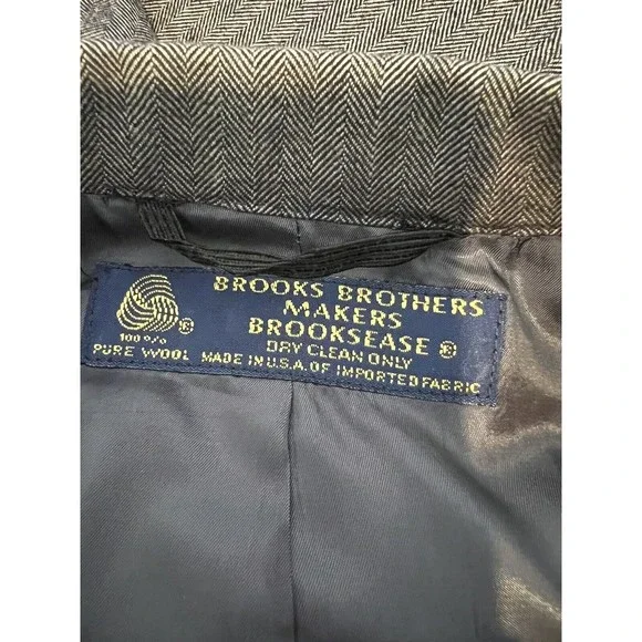 BROOKS BROTHERS Men's 41R Wool Made in USA Brooksease Blazer Brown Pinstripe - Picture 6 of 7